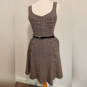 Lauren Conrad Light Pink & Black Patterned Midi Dress